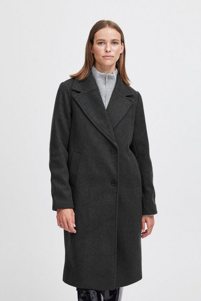 b.young Langmantel Mantel Reverskragen Jacke Lang BYCILIA COAT 3 6261 in Schwarz von b.young