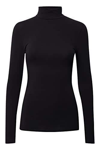 b.young Pamila roll Neck Damen Longsleeve Langarmshirt Basic Shirt Rollneck mit Rolllkragen mit Stretch Tight Fit, Größe:2XL, Farbe:Black (80001) von b.young