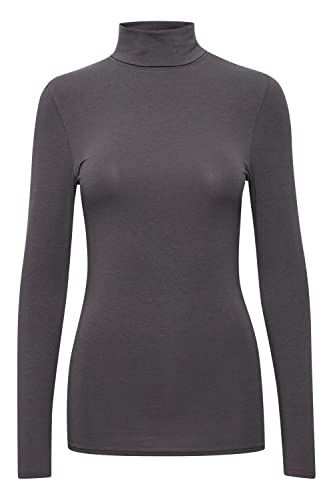 b.young Pamila roll Neck Damen Longsleeve Langarmshirt Basic Shirt Rollneck mit Rolllkragen mit Stretch Tight Fit, Größe:2XL, Farbe:Blackened Pearl (193917) von b.young