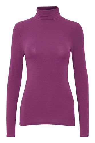 b.young Pamila roll Neck Damen Longsleeve Langarmshirt Basic Shirt Rollneck mit Rolllkragen mit Stretch Tight Fit, Größe:L, Farbe:Phlox (192820) von b.young