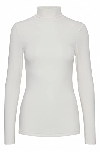 b.young Pamila roll Neck Damen Longsleeve Langarmshirt Basic Shirt Rollneck mit Rolllkragen mit Stretch Tight Fit, Größe:M, Farbe:Off White (80115) von b.young