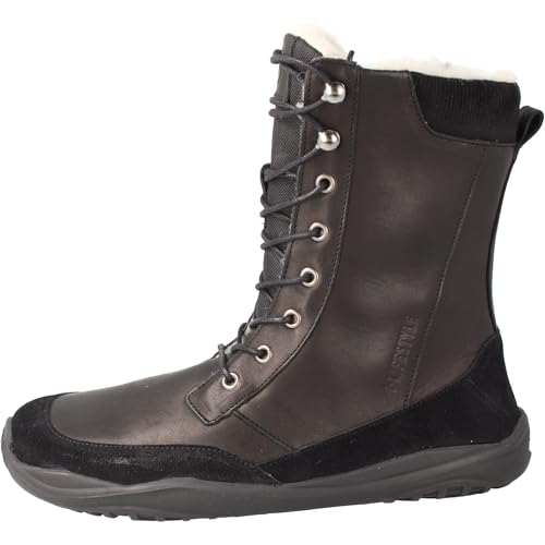 bLIFESTYLE discoverSTYLE Damen Winterstiefel, Barfußschuh aus Bio-Leder, Schafwollfutter, Nullabsatz, Breite Zehenbox (Schwarz, EU Schuhgrößensystem, Erwachsene, Damen, Numerisch, Breit, 38) von bLIFESTYLE