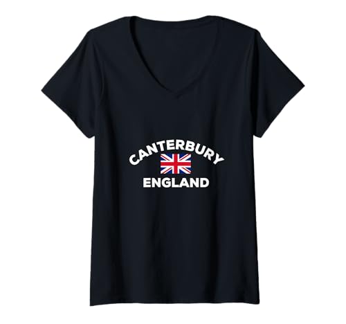 Damen Touristisches Souvenir in Canterbury, England, Vereinigtes Königreich T-Shirt mit V-Ausschnitt Damen Touristisches Souvenir in Canterbury, England, Vereinigtes Königreich T-Shirt mit V-Ausschnitt von bQJHVXTWLWJHBSY Creations Co