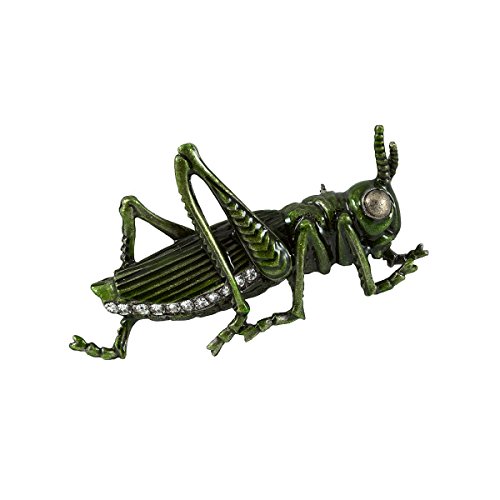 Damen-Brosche Grashüpfer Emaille Grün Kristalle Anstecknadel Messing 6 x 4 cm von ba bijou-art