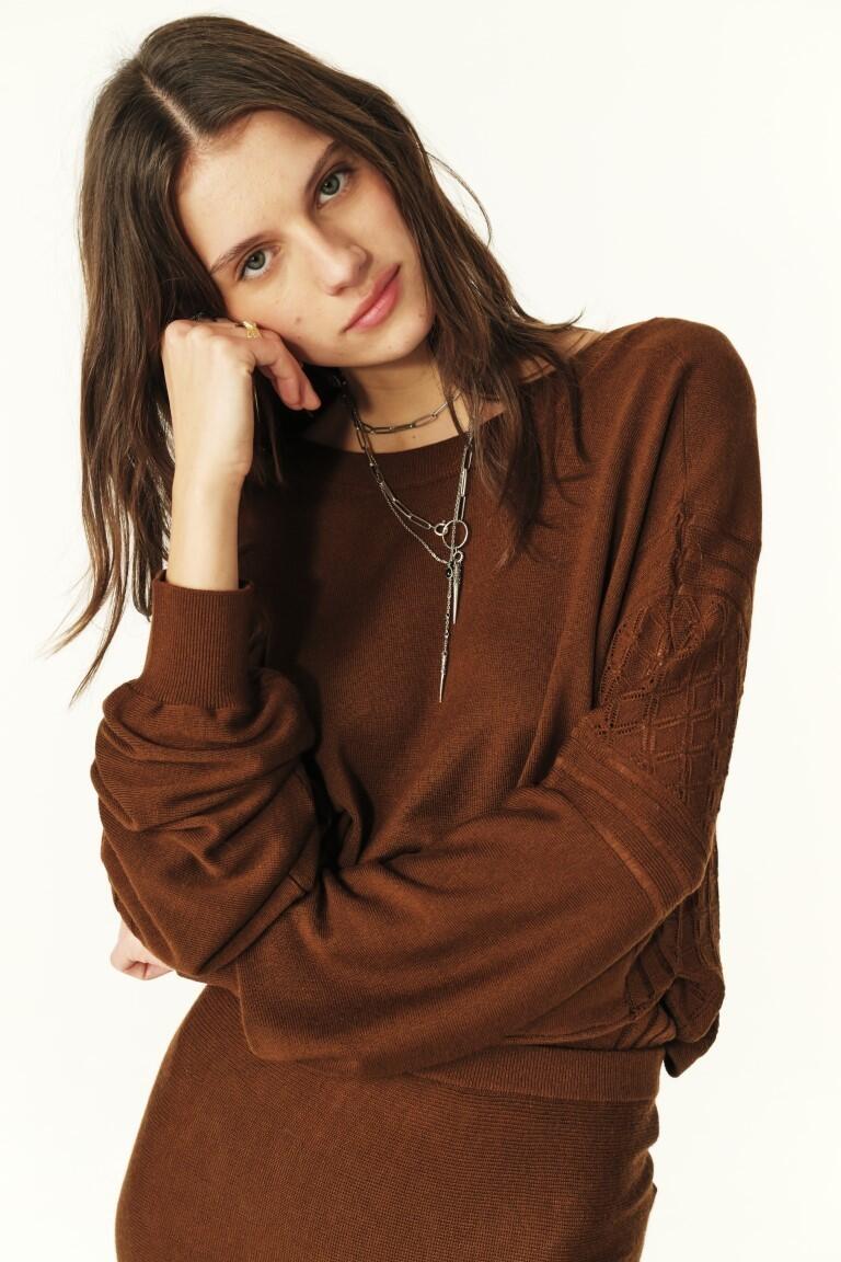 ba&sh - Pullover aus Lochstrick - Jassida braun - Gr. - 1 von ba&sh