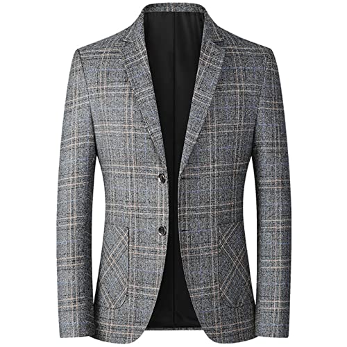 Herren-Retro-Jacke aus Tweed-Karo-Blazer im Vintage-Stil, schwarz, braun von babao