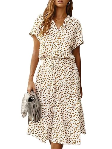 Leopard Langes Kleid Strand Swing Casual Kleid Frauen Kurzarm Sommer Lose Flowy Kleid von babao