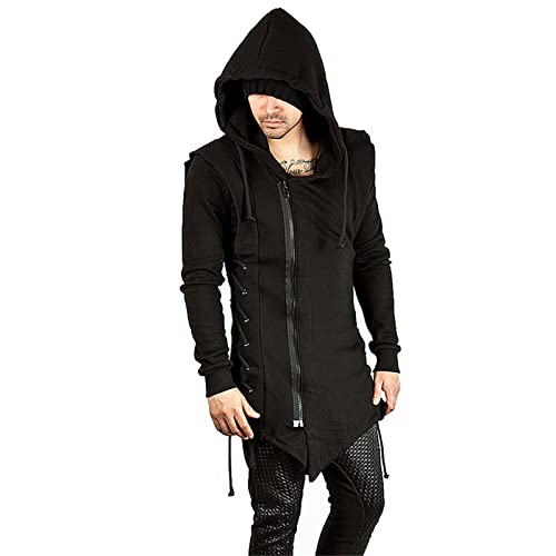 Mens Black Hood Jacket Sweatshirt Full-Zip Hoody Cardigans Coat Men Fashion Langarmshirts Casual Open Front Cardigan von babao