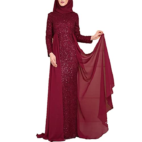 Muslimische Hochzeitskleider für Frauen,Fischschwanz Pailletten Abaya Islamic Dubai Middle East Türkei Kaftan Kleid von babao