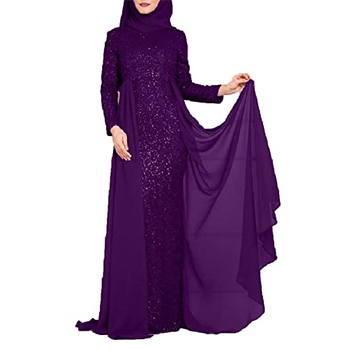 Muslimische Hochzeitskleider für Frauen,Fischschwanz Pailletten Abaya Islamic Dubai Middle East Türkei Kaftan Kleid von babao