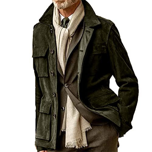 babao Herren Braun Wildleder Blazer Mantel Herren Slim Fit Casual Wildlederjacke Retro Wildlederjacken Größe 2XL 3XL von babao