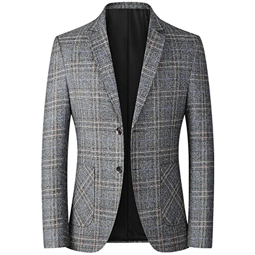 babao Karierter Anzug für Herren, Normale Passform, 2-Knopf-Jacke, moderner Stil, lässiger Business-Blazer von babao