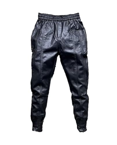 Männer Lederhose Dehnen elastische Kunstpu Jogger Hosen nasse Look Jogginghose für Motocycle Biker von babao