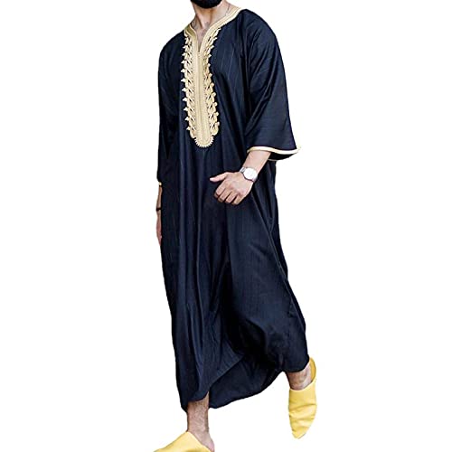 babao Muslimisches Herrenkleid aus dem Nahen Osten, Saudi-arabische Roben, bestickter Kragen, Gebets-Kaftan, Thobe, islamisches marokkanisches Kleid von babao