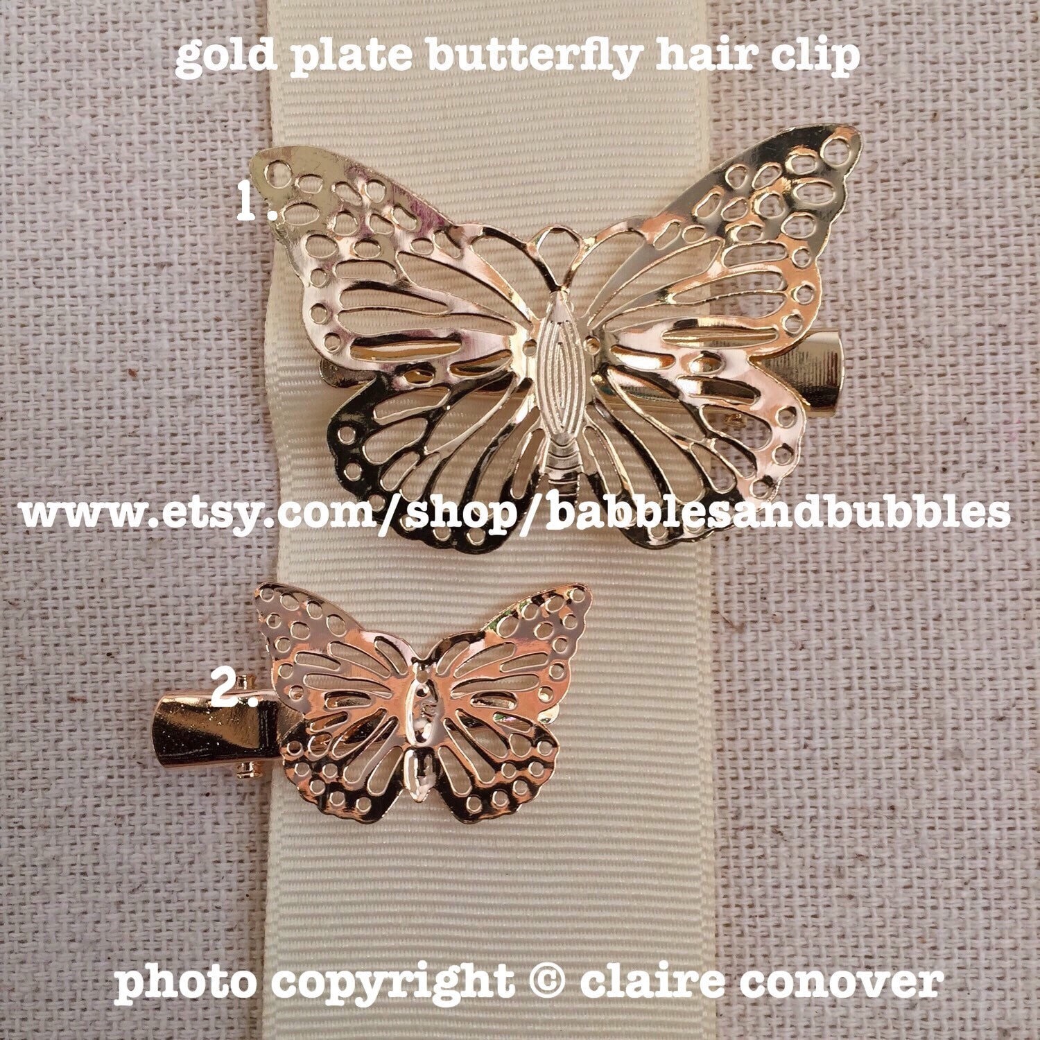 Boho Schmetterling Haarspange Gold, Schwarz Oder Silber Platte von babblesandbubbles
