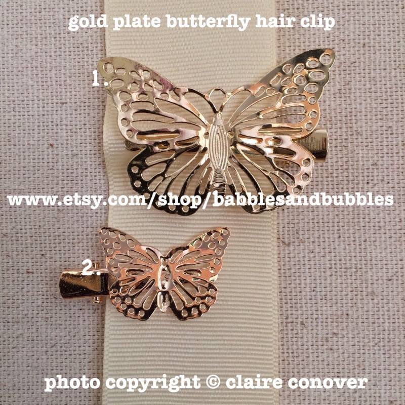 Boho Schmetterling Haarspange Gold, Schwarz Oder Silber Platte von babblesandbubbles