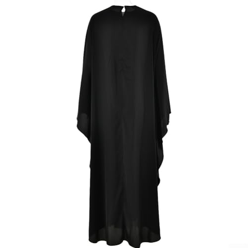 Damen Satin Abaya Kleid mit Ärmeln Frühling Herbst Muslim Dolman Schmetterling Ärmel Mode Maxikleid (durchschnittliche Größe schwarz) von babominimer