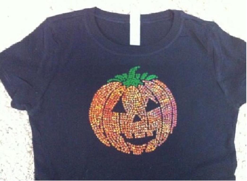 Pailletten-Kürbis-Halloween-Kleinkind-Jugend-Shirt-Mädchen-Fall-T-stück T-Shirt von baby1zmaker4u