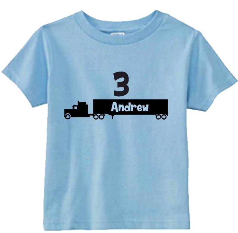Personalisiertes Kleinkind Lkw Geburtstagskind Shirt Name & Alter Achtzehn Wheeler von baby1zmaker4u