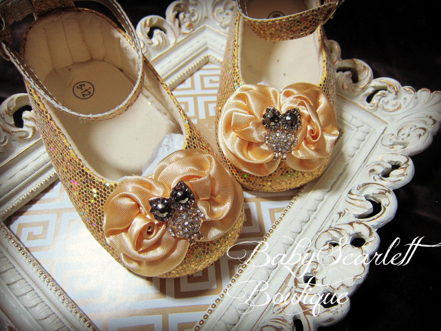 Verkauf Gold Pailletten Babyschuhe, Krippe Schuhe von babyScarlettBoutique