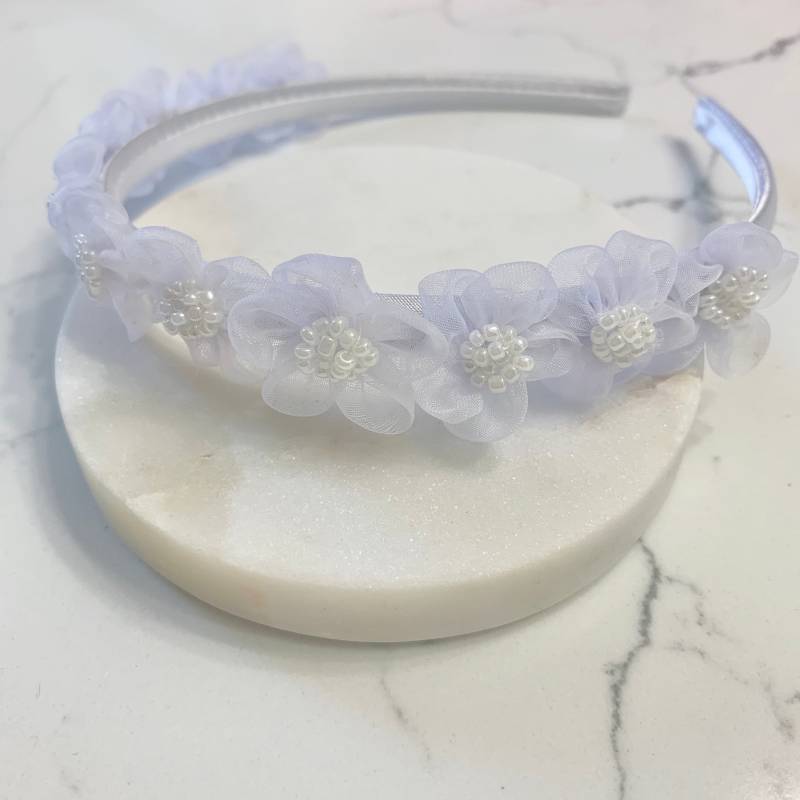 Weißes Blumenmädchen, Bridal Hard Stirnband von babyScarlettBoutique