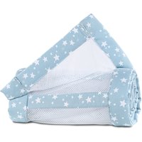 babybay® Nestchen Mesh-Piqué für Maxi, Boxspring und Comfort azurblau Sterne weiß 168x24 cm von babybay