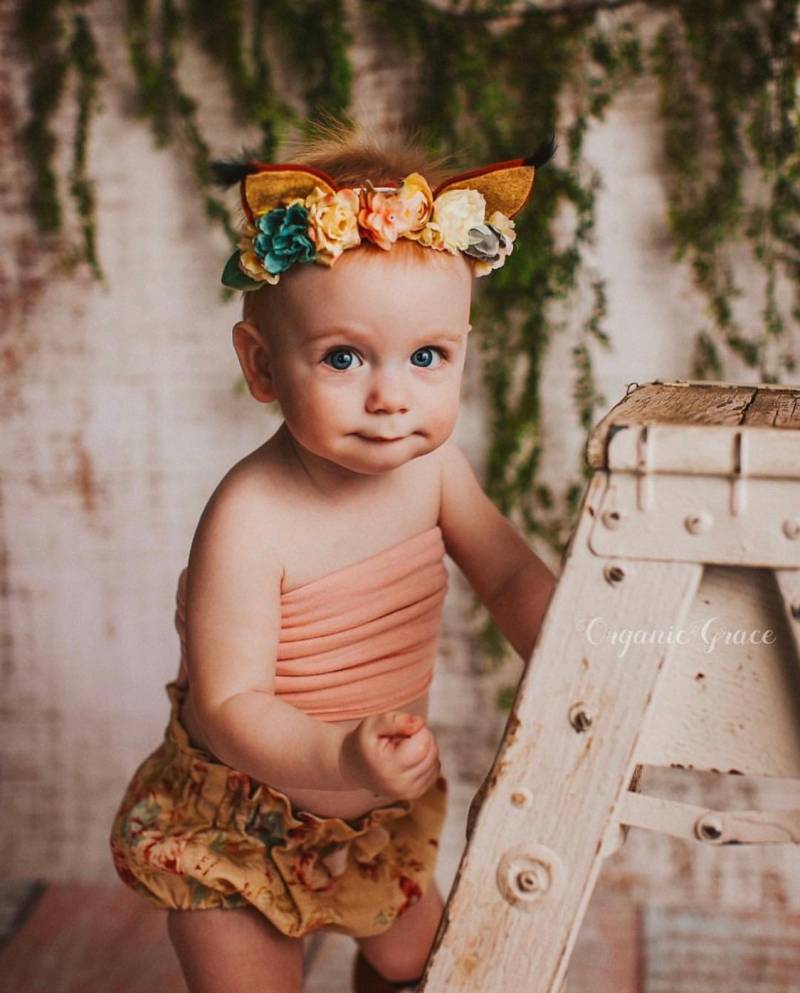 Bianca - Neugeborenen Fuchs Ohr Blume Krone Haarreif Halo Requisite von babybirdieboutique