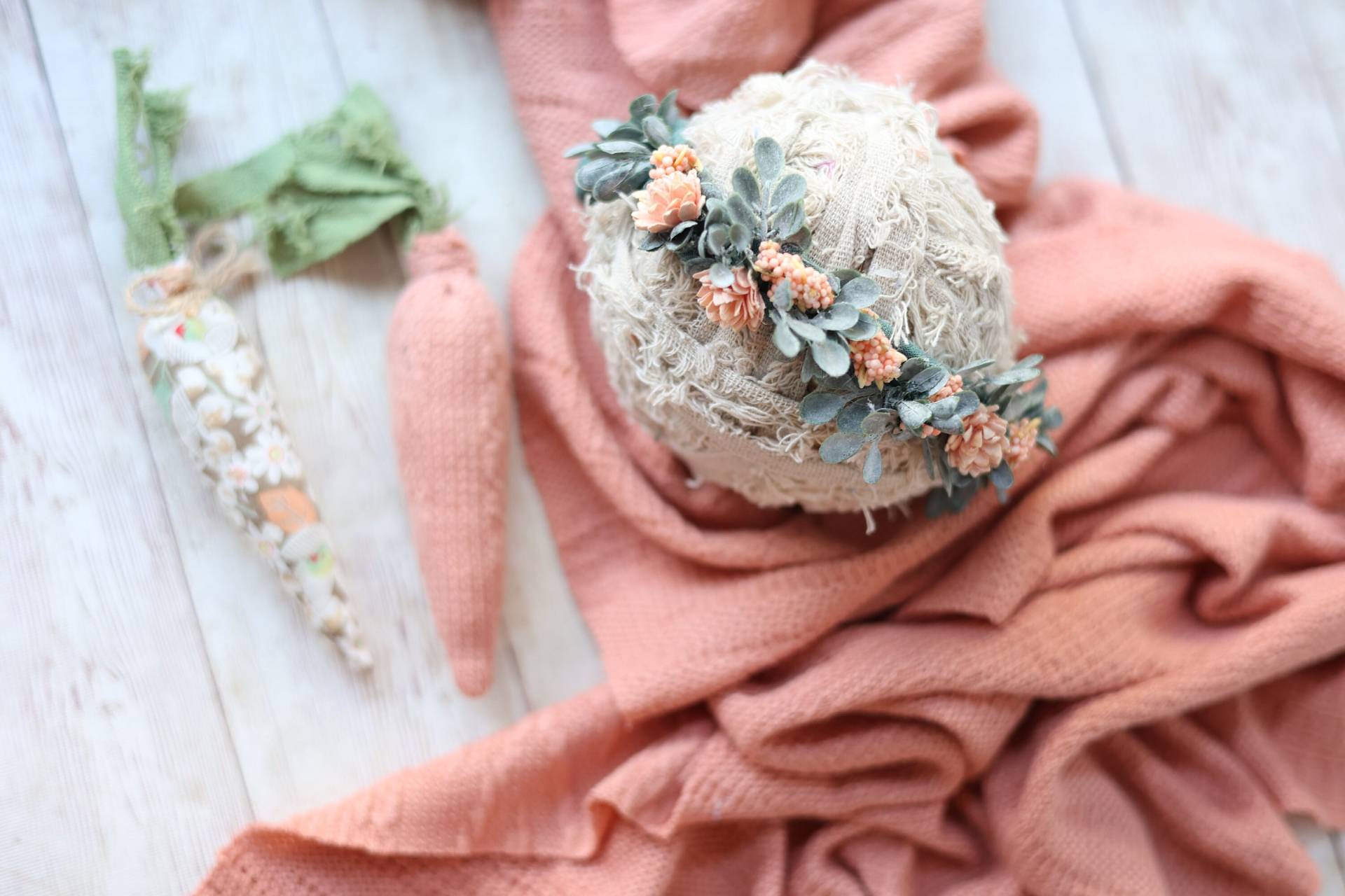 Billie Set Peach Greenery Blumenkrone Neugeborenen Raffhalter Stretch Pullover Texturiert Wrap Billie Set Peach Greenery Blumenkrone Neugeborenen Raffhalter Stretch Pullover Texturiert Wrap von babybirdieboutique