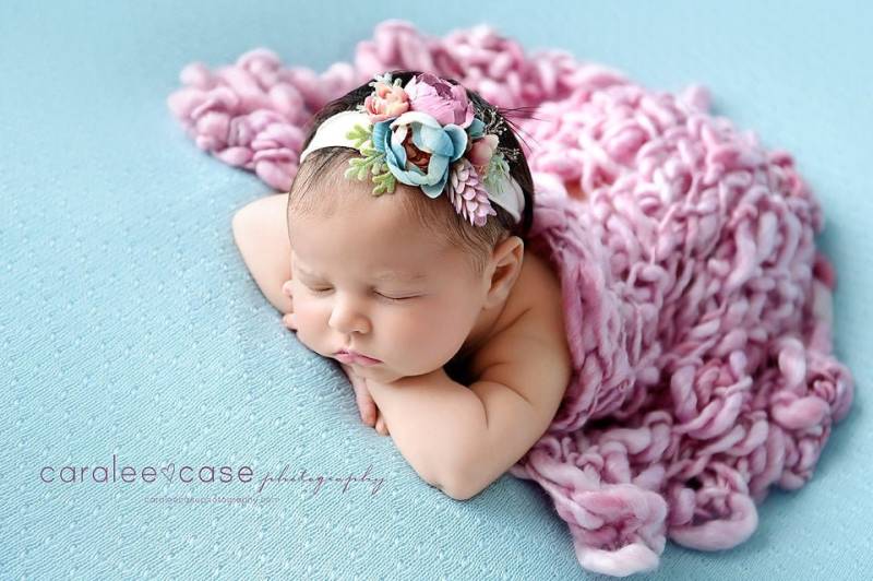 Bougie Blues Haarband Bio Bio-Jersey Zierlich Boho von babybirdieboutique