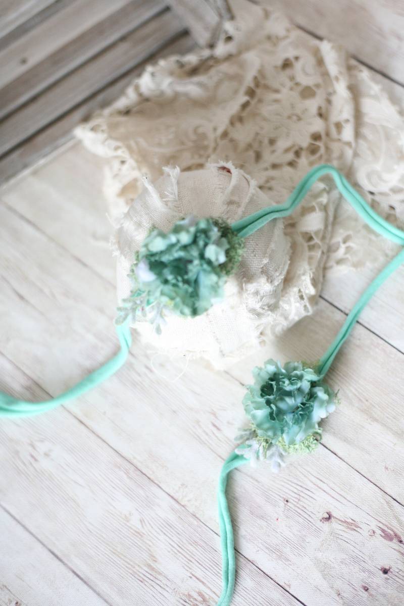 Julep Mint Aqua Rose Spitze Blumenkrone Haarband Halo von babybirdieboutique