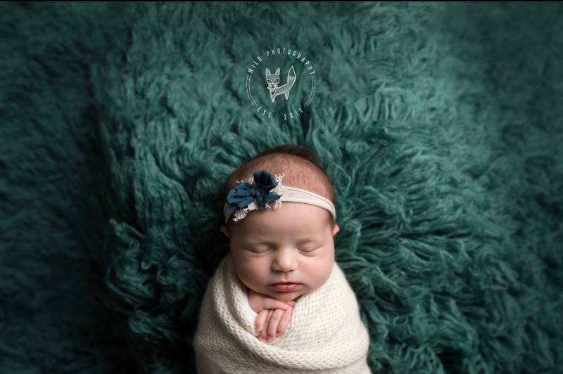 Marineblau Blaues Seiden-Chiffon-Haarband Mit Zarter Spitze von babybirdieboutique