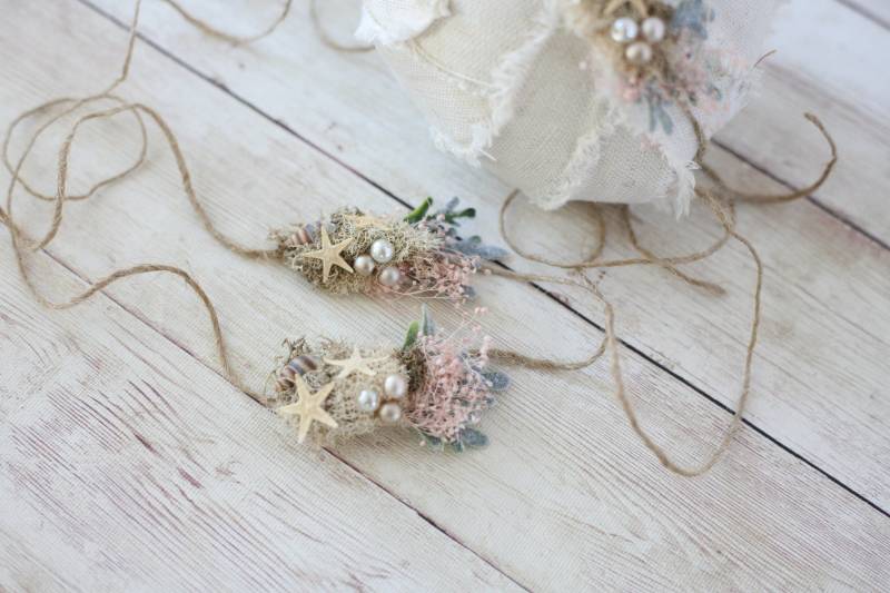 Meereslieder Neutrale Seestern Perlen Meerjungfrauen Zartes Bio Haarband Für Neugeborene von babybirdieboutique
