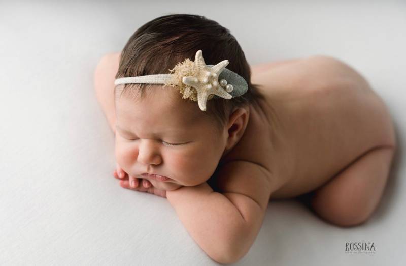 Seelandschaften Neutrales Knoten-Haarband Mit Seesternen Und Perlen Meerjungfrauen-stil von babybirdieboutique