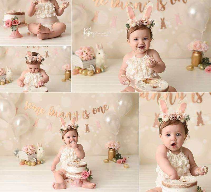 Tatum Blush Rosa Lamm Ohr Neugeborene Säugling Hase Kaninchen Ohren Pastell Grün Blumen Krone Stirnband Ostern Frühling Requisite von babybirdieboutique