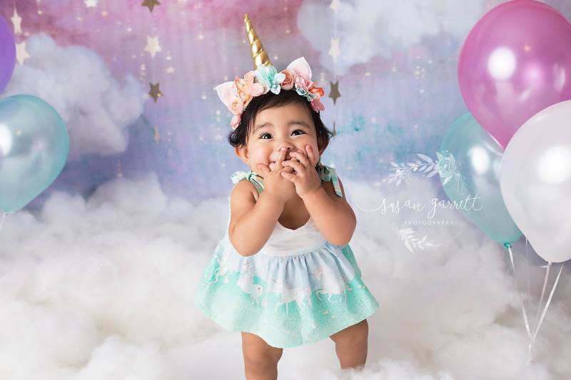 Tristan - Neugeborene Säugling Einhorn Horn Pastell Regenbogen Blumen Haarband Requisite von babybirdieboutique