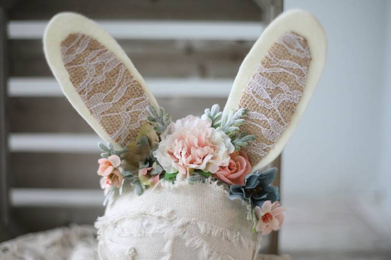 Winter - Neugeborene Säugling Hase Ohren Pastell Grün Blumen Krone Stirnband Ostern Frühling Requisite von babybirdieboutique