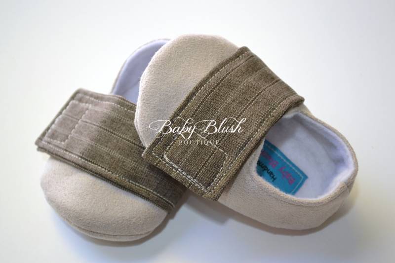 Beige Braun Baby Boy Weichen Sohlen Babyschuhe - Kleinkinder Schuhe von babyblushboutique