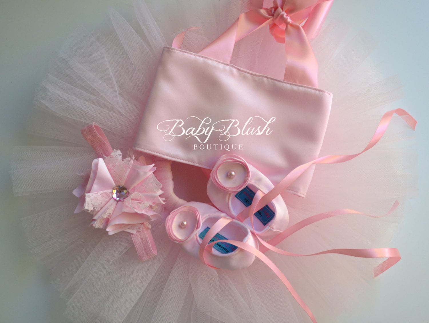 Tutu Baby Kleinkind Rosa Outfit Kostüm Set 4 Pc, Tutu, Satin Top, Baby-Schuhe Und Stirnband Andere Farben Erhältlich von babyblushboutique