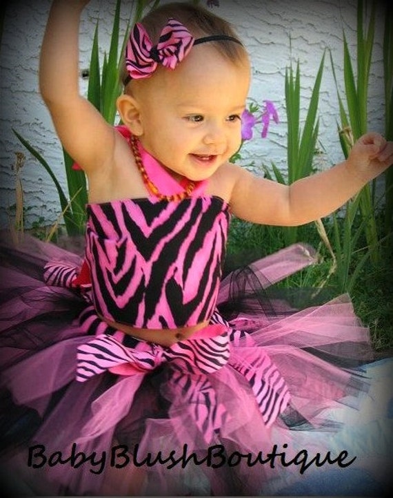 Tutu Hot Pink & Schwarz Zebra Baby Kleinkind Outfit Kostüm Set 3-Teilig | Tutu, Stylishes Top, Stirnband von babyblushboutique