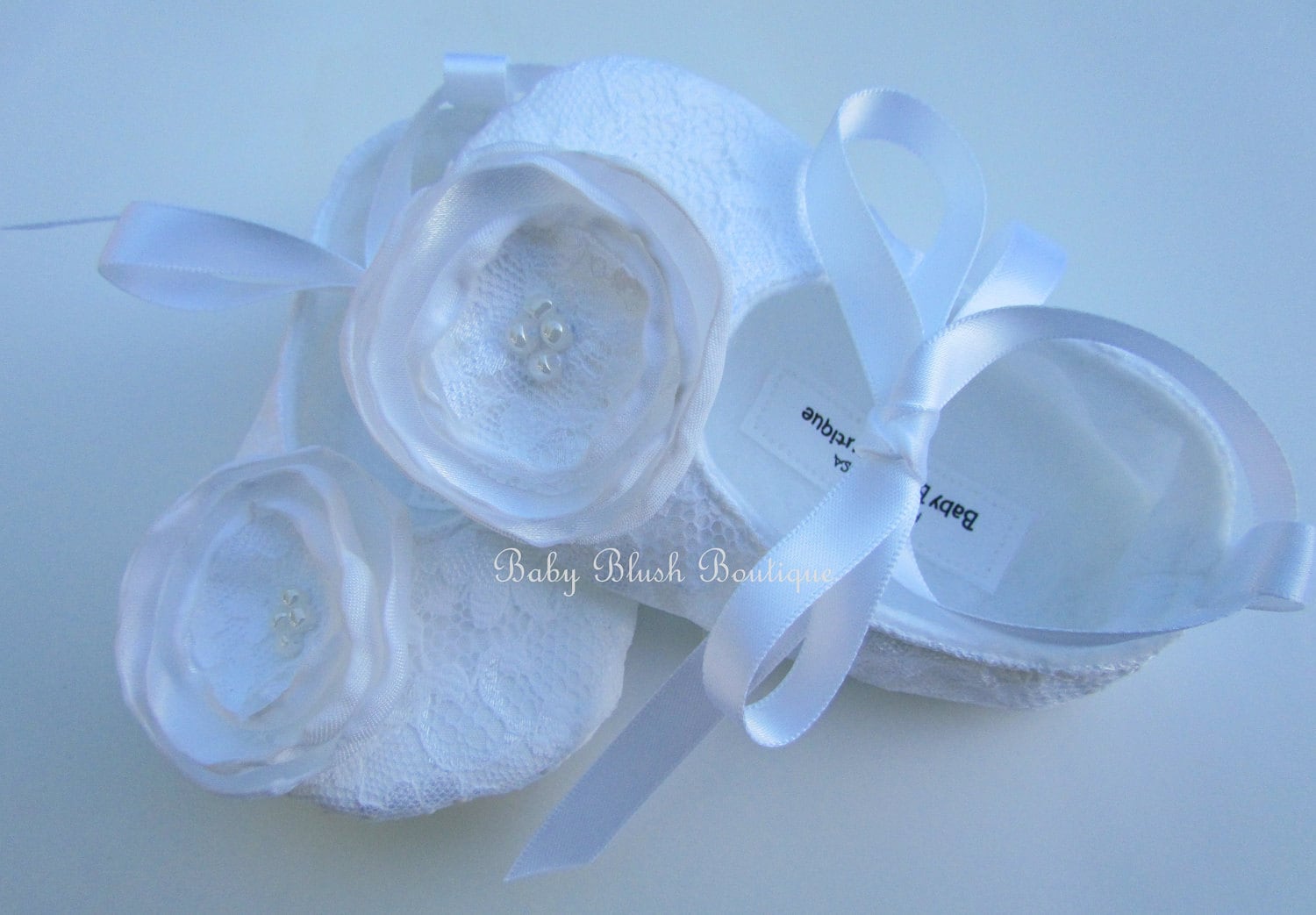 Weiße Spitze Vintage Babyschuhe Ballerina Hausschuhe von babyblushboutique