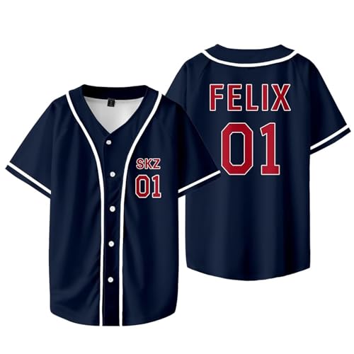 Kpop Felix Baseball Jersey Bangchan Chaotic Han in Hyunjin Lee Know Changbin Seungmin Dominate World Tour Merch, Marineblau Felix, L Kpop Felix Baseball Jersey Bangchan Chaotic Han in Hyunjin Lee Know Changbin Seungmin Dominate World Tour Merch, Marineblau Felix, L von babyhealthy