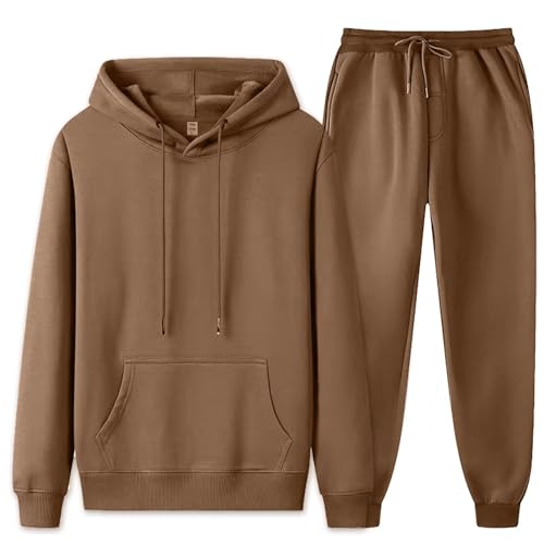 babyhealthy Unisex Hoodies Trainingsanzug Sweatsuits Sweatshirt und Jogginghose für Damen und Herren, 2-teiliges Set, Braun, X-Large von babyhealthy