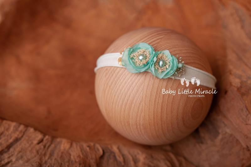 Baby Mint Stirnband, Photo Prop, Neugeborenen Raffhalter, Baby-Dusche-Geschenk, Stirnband von babylittlemiracle