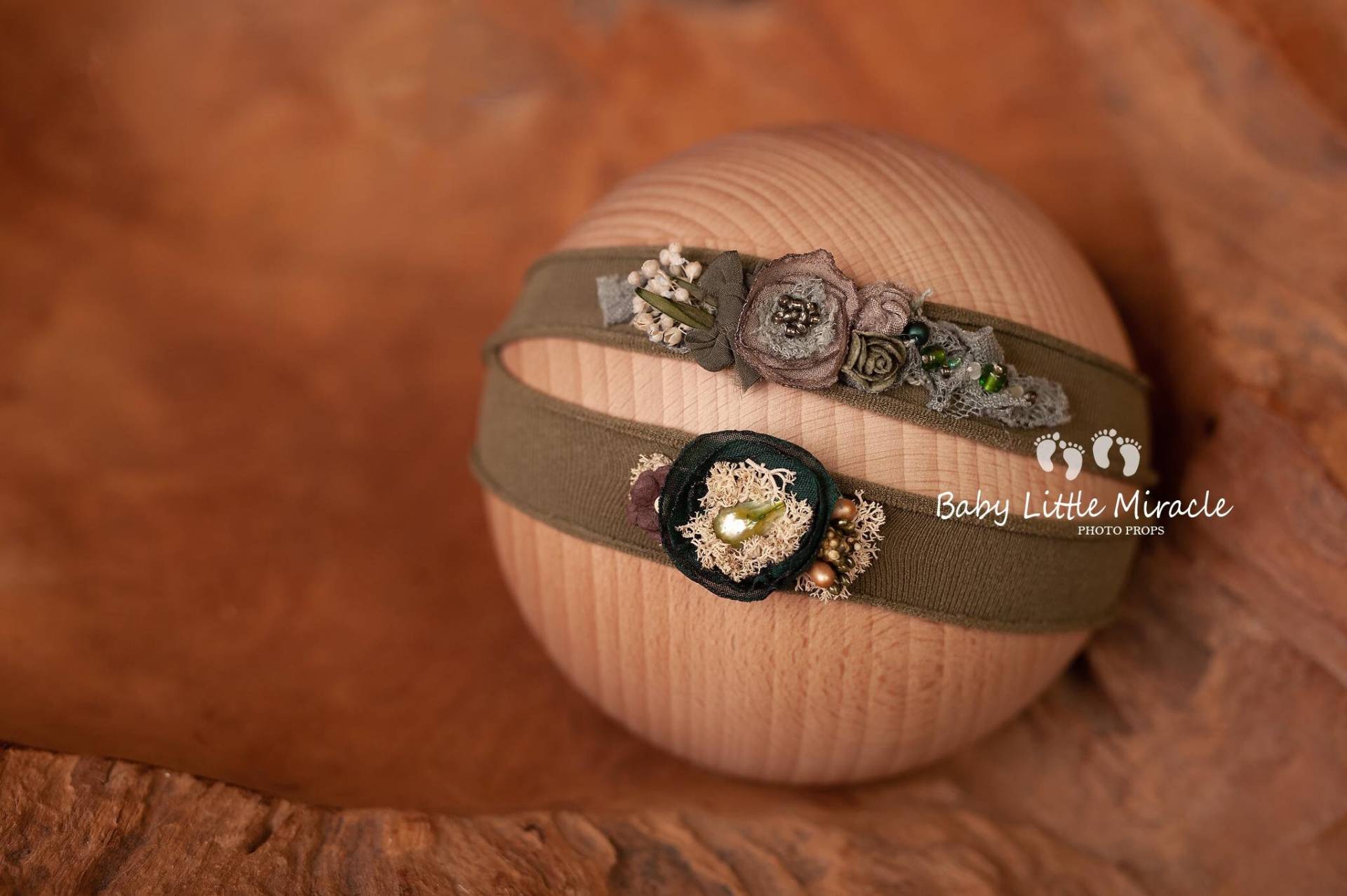 Baby Photo Prop, Stirnband, Photo Prop, Neugeborenen Raffhalter Für Neugeborene, Shower Geschenk, Taufe Lila Khaki von babylittlemiracle