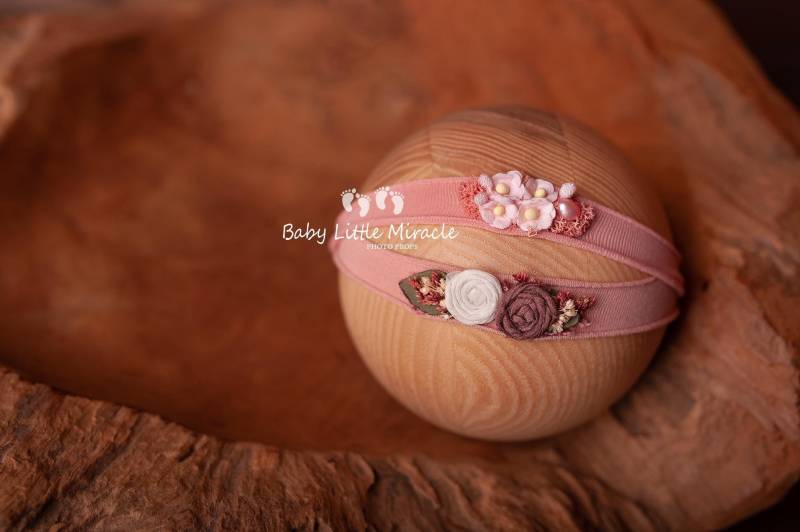 Baby Stirnband, Neugeborenen Rosa Photo Prop, Raffhalter, Baby-Dusche-Geschenk, Taufe Stirnband von babylittlemiracle