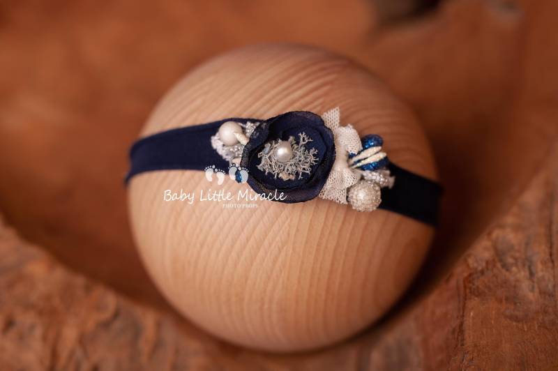 Navy Baby Stirnband, Photo Prop, Newborn Raffhalter Für Neugeborene, Baby-Dusche-Geschenk, Tieback, Weihnachten Foto von babylittlemiracle