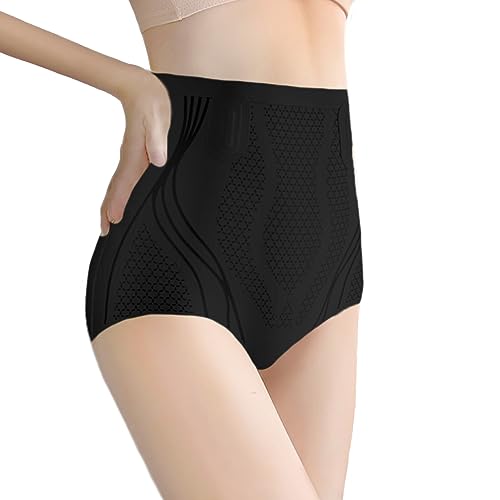 babytok 2023 Ice Silk Ion Fiber Repair Shaping Shorts,Bauchweg Unterhose Hohe Taille Shapewear,Fiber Restoration Shaper für Damen Bauchkontrolle Unterwäsche (as3, Alpha, m, Regular, Regular, Schwarz) von babytok