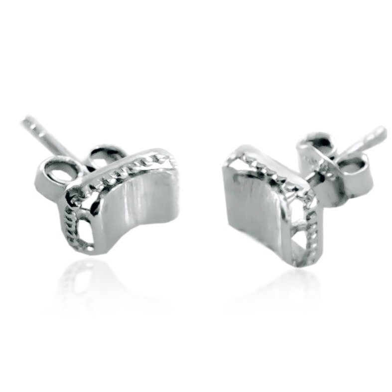 47E - Platinum950 Echte Ohrring - Band Square Shine Solid - Breite 7.5mm-Gewicht 2.401 Gramm-Italien Designer von bacadna