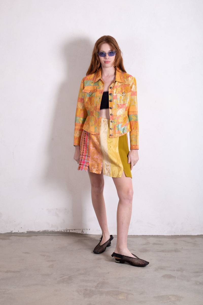 Vintage Christian Lacroix Rockanzug Mixed Print Korsett-Jacke, Brokat-Tweed | S-M Vintage Christian Lacroix Rockanzug Mixed Print Korsett-Jacke, Brokat-Tweed | S-M von backroomclothing