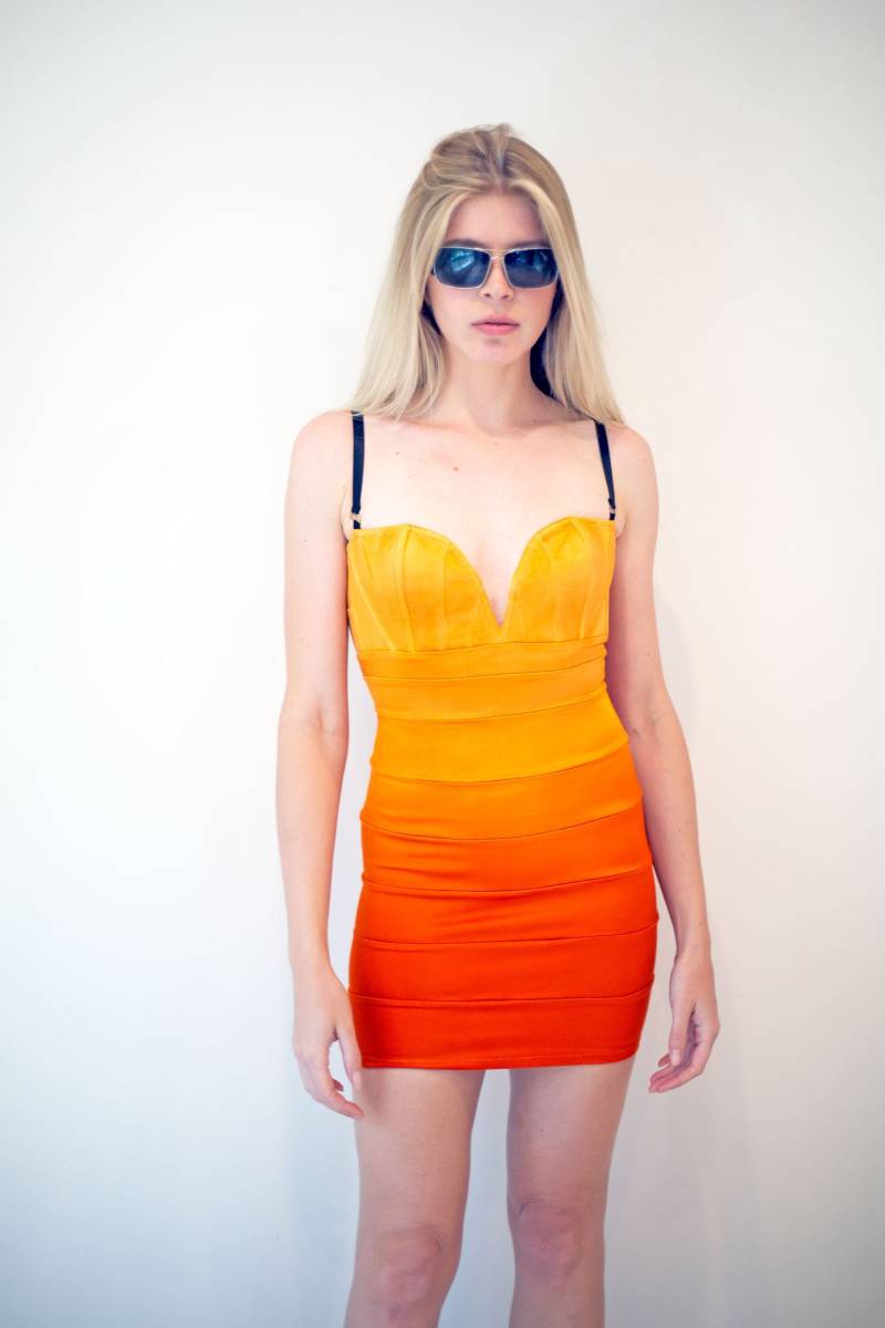 Vintage Y2K Mark Wong Nark Ombre Bustier Figurbetontes Kleid Xs/S von backroomclothing
